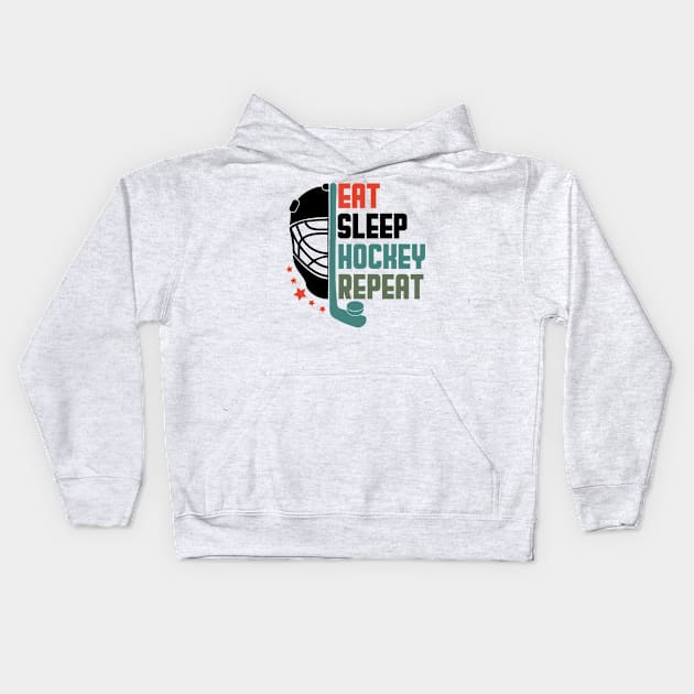 Eat Sleep Hockey Repeat Kids Hoodie by Thoratostore